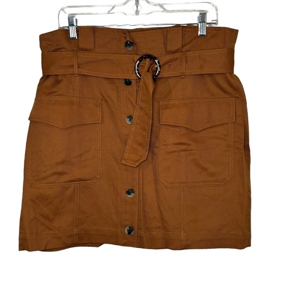 NWT Banana Republic Rust Orange Paper Bag Skirt with Belt womens 14 petite - Picture 1 of 10